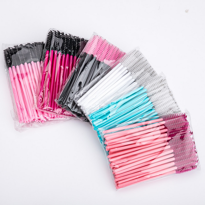 50 tk/pakk Ühekordsed ripsmeharjad Silmaripsmed Kosmeetiline hari Ripsmetušš Wands Ripsmete pikendustööriist Poolirullid Meigitööriistad