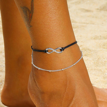 Проста глезенка Infinity Bead Charm глезенка Мода Летни плажни бижута за глезена на крака Гривна за глезен за жени Верига за крака