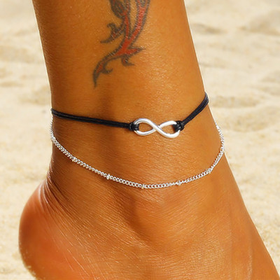Проста глезенка Infinity Bead Charm глезенка Мода Летни плажни бижута за глезена на крака Гривна за глезен за жени Верига за крака