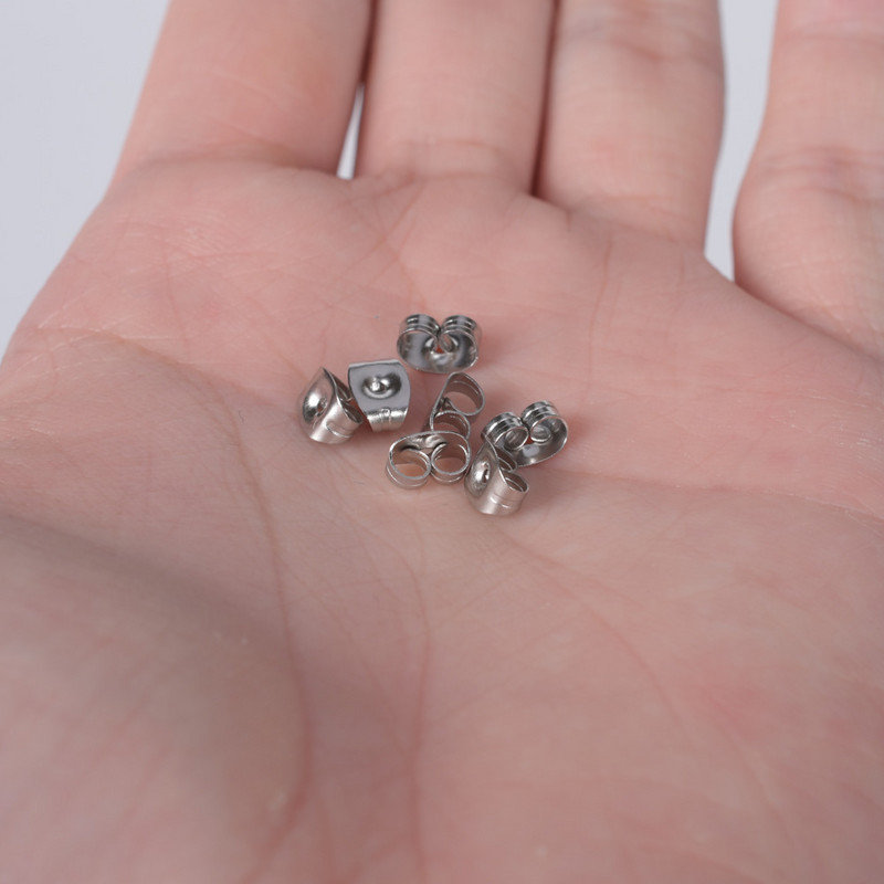 100 buc/lot Voluri de fluture de culoare aurie din oțel inoxidabil, stâlp de ureche pentru fabricarea de bijuterii, șapci blocate, știfturi, cercei, dopul din spate