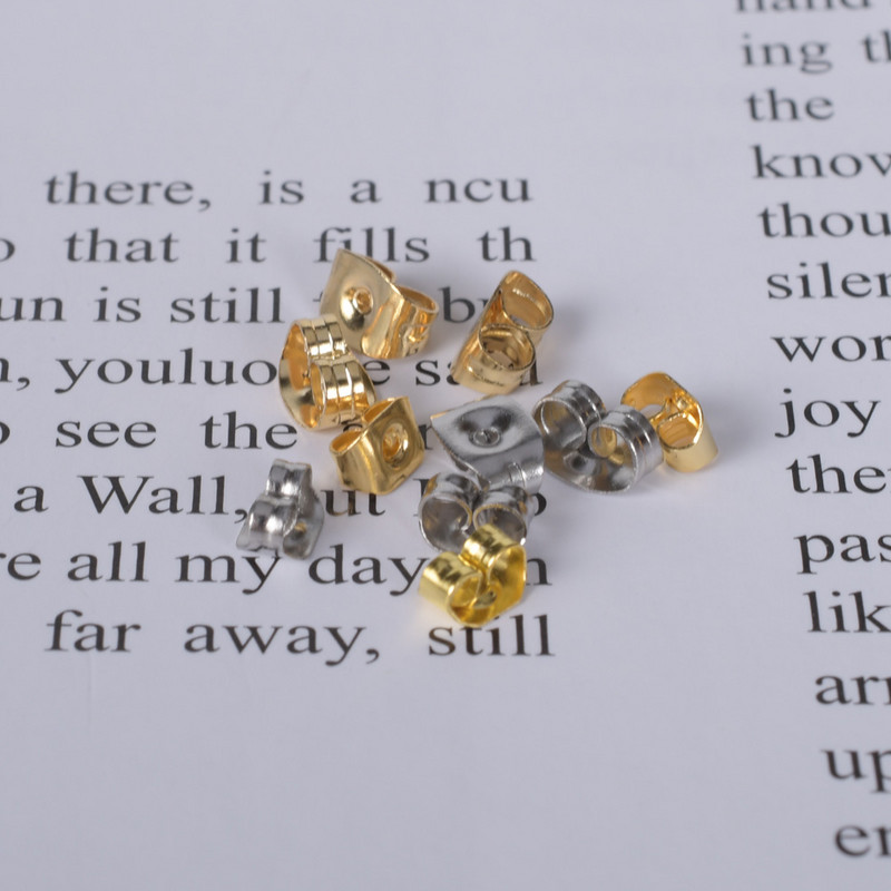 100 buc/lot Voluri de fluture de culoare aurie din oțel inoxidabil, stâlp de ureche pentru fabricarea de bijuterii, șapci blocate, știfturi, cercei, dopul din spate