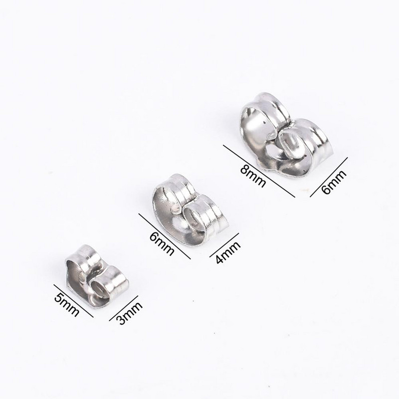 100 buc/lot Voluri de fluture de culoare aurie din oțel inoxidabil, stâlp de ureche pentru fabricarea de bijuterii, șapci blocate, știfturi, cercei, dopul din spate