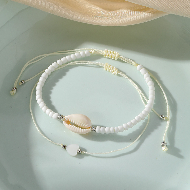 IFKM New Summer Stone Chain Anklet Set για Γυναικεία Boho Shell Charm βραχιόλι στον αστράγαλο στο πόδι Χειροποίητα κοσμήματα μόδας