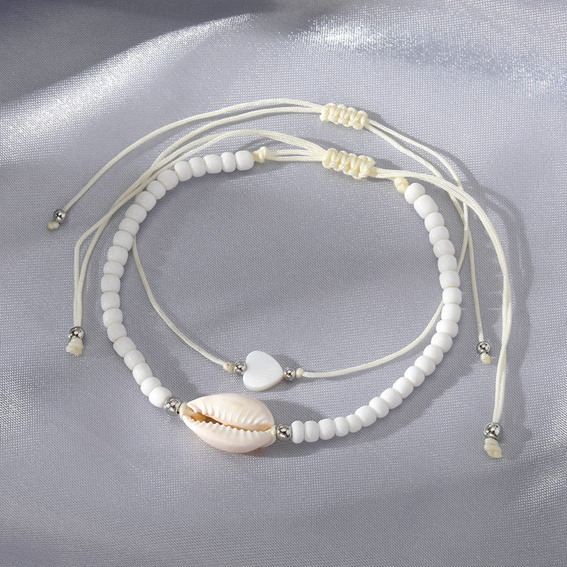 IFKM New Summer Stone Chain Anklet Set για Γυναικεία Boho Shell Charm βραχιόλι στον αστράγαλο στο πόδι Χειροποίητα κοσμήματα μόδας