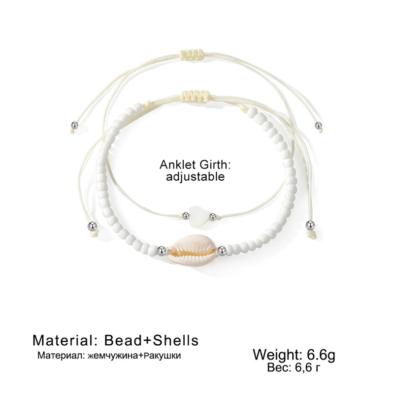 IFKM New Summer Stone Chain Anklet Set για Γυναικεία Boho Shell Charm βραχιόλι στον αστράγαλο στο πόδι Χειροποίητα κοσμήματα μόδας