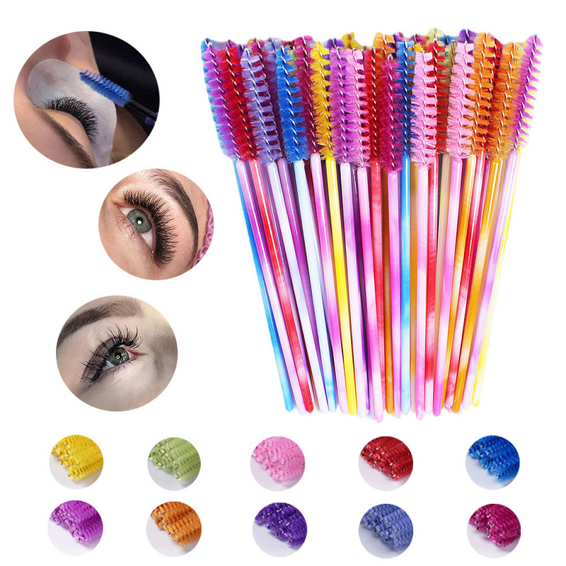 Καλής ποιότητας 50 τεμ./συσκευασία Crystal Eyelash Makeup Brush Diamond Handle Mascara Wands Eyelash Extension Tool