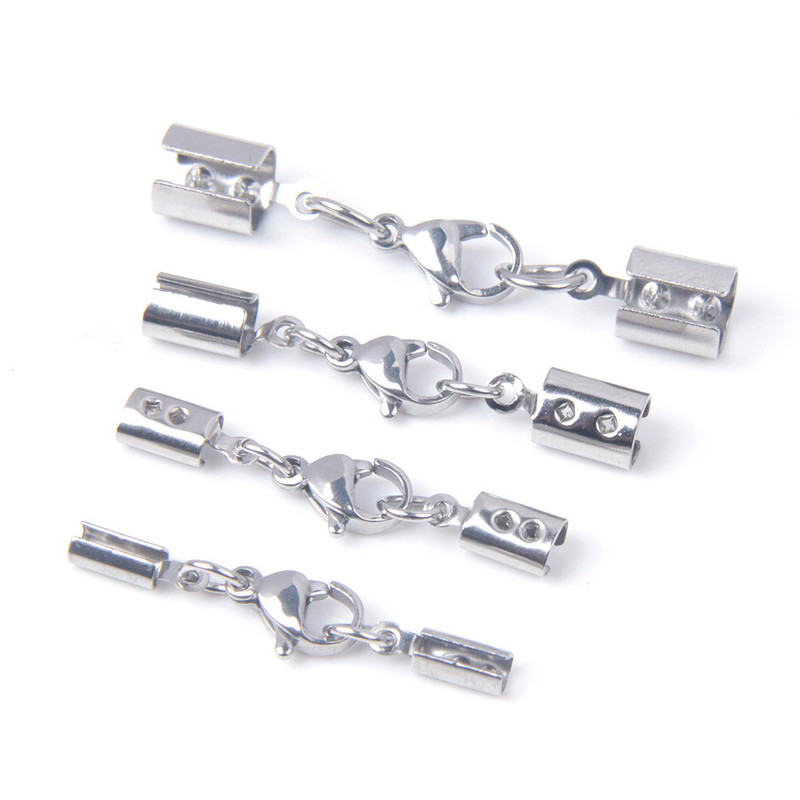 10 τμχ/παρτίδα Δερμάτινα κορδόνια από ανοξείδωτο ατσάλι Αστακό κούμπωμα Γάντζοι Συνδέσεις Δερμάτινο σχοινί Βραχιόλι Κολιέ κατασκευή κοσμημάτων DIY