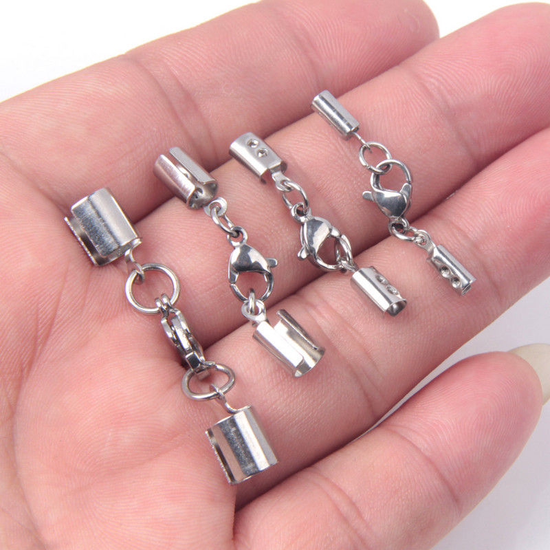 10 τμχ/παρτίδα Δερμάτινα κορδόνια από ανοξείδωτο ατσάλι Αστακό κούμπωμα Γάντζοι Συνδέσεις Δερμάτινο σχοινί Βραχιόλι Κολιέ κατασκευή κοσμημάτων DIY