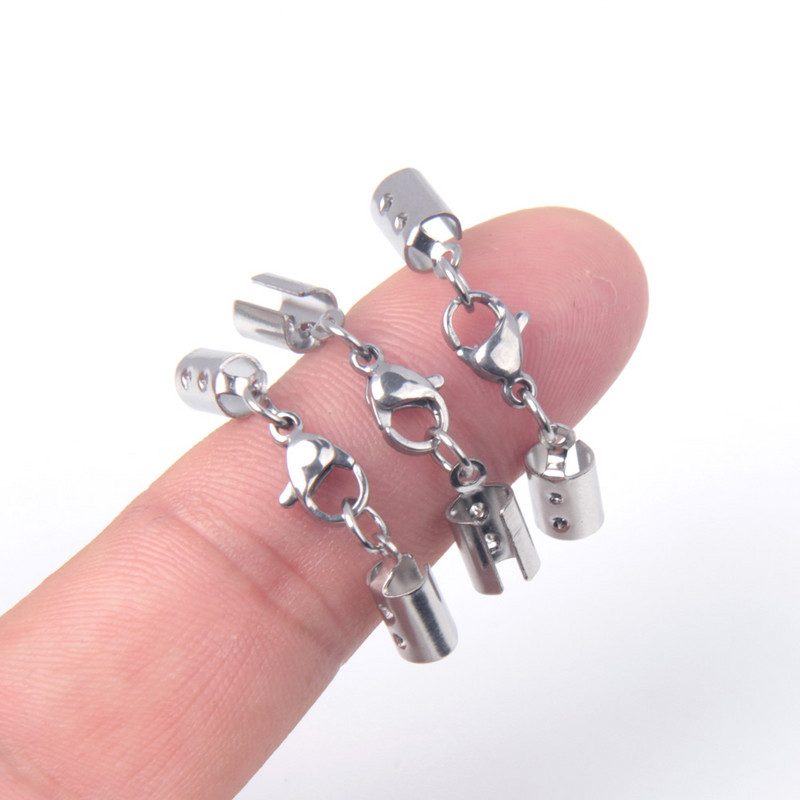 10 τμχ/παρτίδα Δερμάτινα κορδόνια από ανοξείδωτο ατσάλι Αστακό κούμπωμα Γάντζοι Συνδέσεις Δερμάτινο σχοινί Βραχιόλι Κολιέ κατασκευή κοσμημάτων DIY