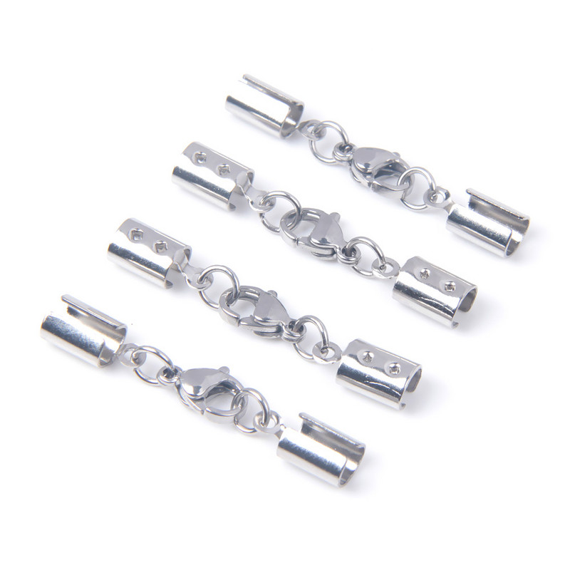 10 τμχ/παρτίδα Δερμάτινα κορδόνια από ανοξείδωτο ατσάλι Αστακό κούμπωμα Γάντζοι Συνδέσεις Δερμάτινο σχοινί Βραχιόλι Κολιέ κατασκευή κοσμημάτων DIY