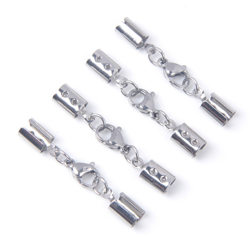 10 τμχ/παρτίδα Δερμάτινα κορδόνια από ανοξείδωτο ατσάλι Αστακό κούμπωμα Γάντζοι Συνδέσεις Δερμάτινο σχοινί Βραχιόλι Κολιέ κατασκευή κοσμημάτων DIY
