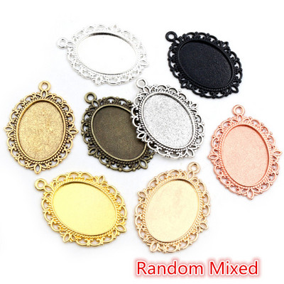 10 vnt 18x25 mm vidinis dydis 8 spalvos Vintage Style Cameo Cabochon Base Setting Pakabukų karoliai radiniai