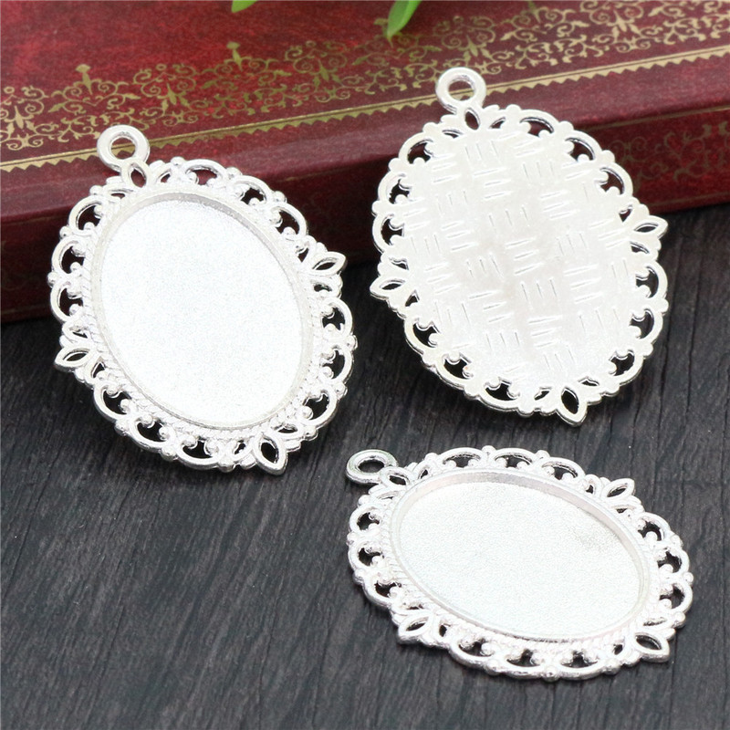 10 vnt 18x25 mm vidinis dydis 8 spalvos Vintage Style Cameo Cabochon Base Setting Pakabukų karoliai radiniai