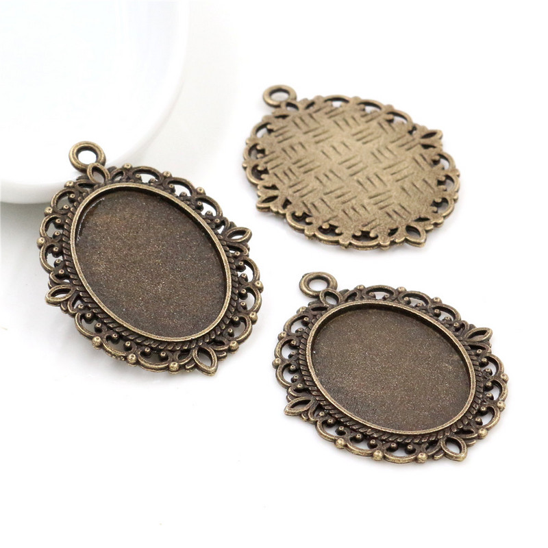 10 vnt 18x25 mm vidinis dydis 8 spalvos Vintage Style Cameo Cabochon Base Setting Pakabukų karoliai radiniai