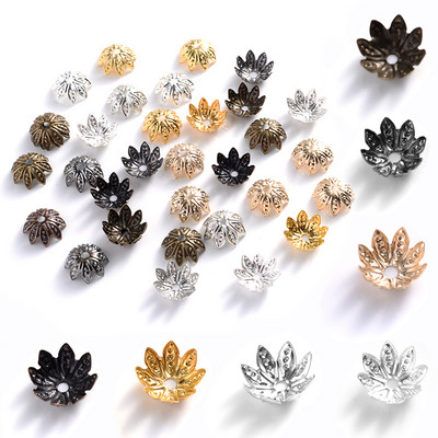 100 τμχ/παρτίδα 8/10 χιλιοστά Μεταλλικό λουλούδι Torus Lotus Shape Spacer End Bead Caps for Jewelry Making DIY Charms Bracelet Accessories