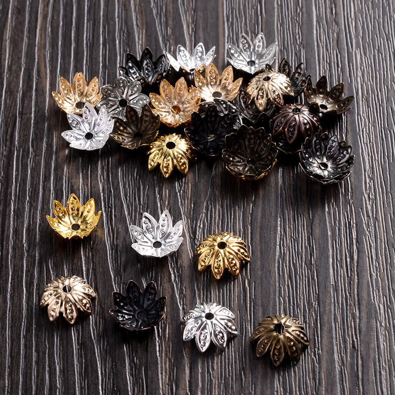 100 tk/partii 8/10 mm metallist lilleline Torus Lotus Shape Vahemiku otsa helmemütsid ehete valmistamisele isetegemise võlusid käevõru tarvikud