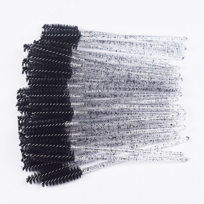 50 τμχ Πινέλο Μακιγιάζ Κρυσταλλικής Σιλικόνης Πινέλο Ματιών Διαμαντένιο Λαβή Μάσκαρα Ράβδοι Βλεφαρίδα Βούρτσα Βλεφαρίδων Εργαλεία επέκτασης βλεφαρίδων