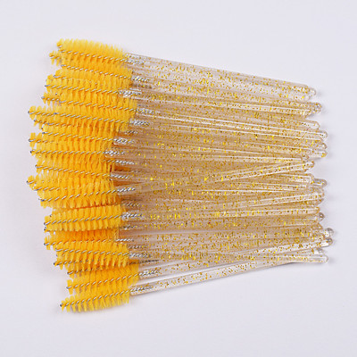 50 τμχ Πινέλο Μακιγιάζ Κρυσταλλικής Σιλικόνης Πινέλο Ματιών Διαμαντένιο Λαβή Μάσκαρα Ράβδοι Βλεφαρίδα Βούρτσα Βλεφαρίδων Εργαλεία επέκτασης βλεφαρίδων