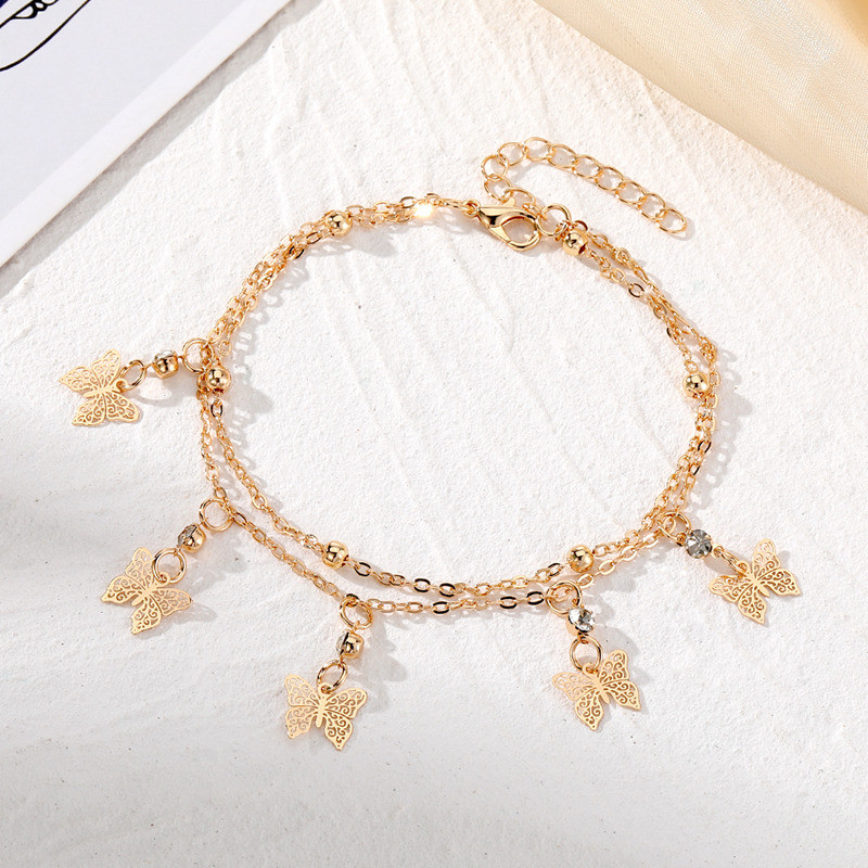 IFKM Νέα Μποέμικο Χρυσό Χρώμα Πεταλούδα Μποέμια Γυναικείες Μόδα Χάντρες Βραχιόλι Παραλία Καλοκαίρι Κοσμήματα με αλυσίδα ποδιών
