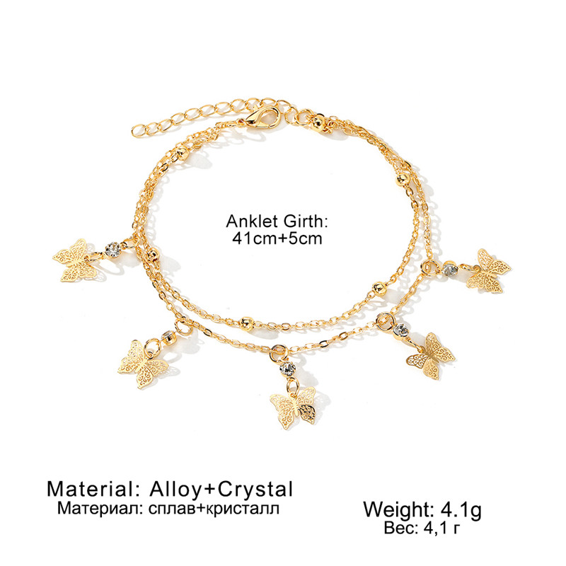 IFKM Νέα Μποέμικο Χρυσό Χρώμα Πεταλούδα Μποέμια Γυναικείες Μόδα Χάντρες Βραχιόλι Παραλία Καλοκαίρι Κοσμήματα με αλυσίδα ποδιών