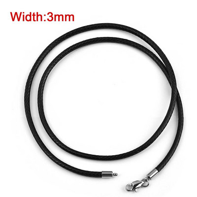 45/50/60cm snur de ceară împletită neagră bricolaj pandantiv colier fabricare de bijuterii lucrate manual frânghie din piele închizătoare homar șir lanț