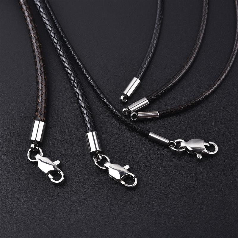 45/50/60cm snur de ceară împletită neagră bricolaj pandantiv colier fabricare de bijuterii lucrate manual frânghie din piele închizătoare homar șir lanț