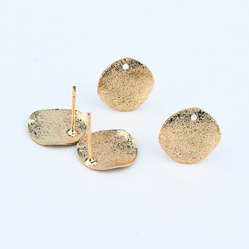 10 τμχ 12mm Χρυσό ακανόνιστο κυκλικό σκουλαρίκι Βάση ευρήματα Σκουλαρίκια από κράμα Zina Make Accessory Eardrop DIY Jewelry Make AC211