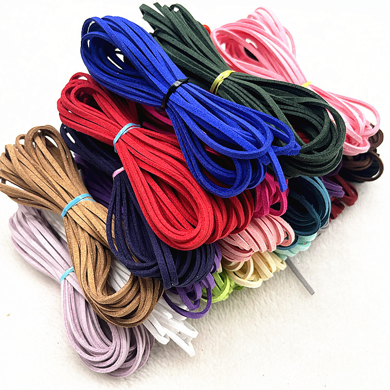 5 yard/telk 3 mm-es kétoldalas velúr fonott zsinór koreai bársony bőr kézzel készített gyöngyfűző karkötő ékszer kiegészítők