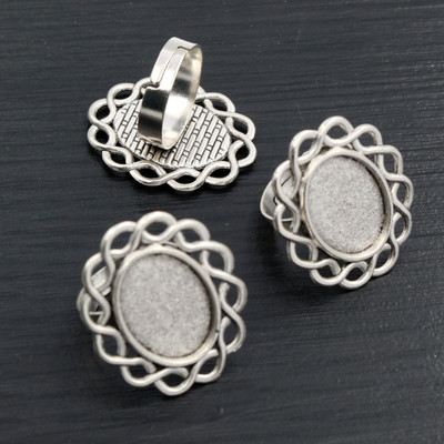 Sobivad 13x18mm 5tk pronksist ja antiiksest hõbetatud värvidega ovaalsed reguleeritavad rõngasätted tühi/alus, sobivad 13x18mm klaasist kabošonid