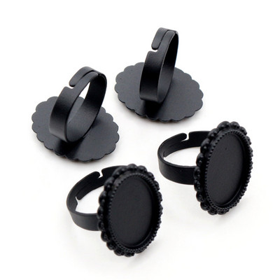 Sobivad 13x18mm 5tk pronksist ja antiiksest hõbetatud värvidega ovaalsed reguleeritavad rõngasätted tühi/alus, sobivad 13x18mm klaasist kabošonid