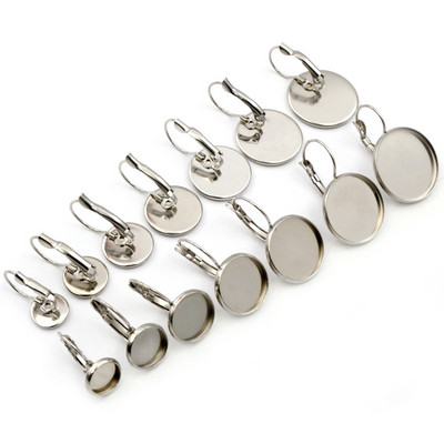 316 από ανοξείδωτο ατσάλι επιχρυσωμένο 6-25mm Σκουλαρίκι γαλλικού μοχλού Cabochon Ρύθμιση Κενή βάση Δίσκος Cameo DIY Ear Jewelry Findings