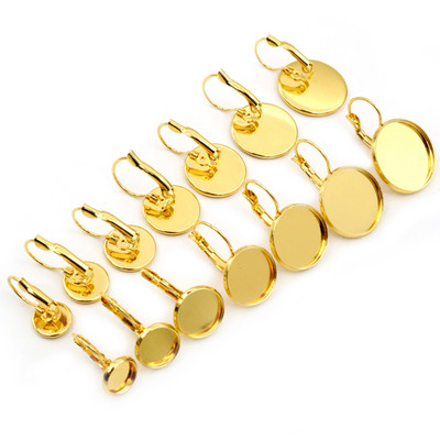 316 από ανοξείδωτο ατσάλι επιχρυσωμένο 6-25mm Σκουλαρίκι γαλλικού μοχλού Cabochon Ρύθμιση Κενή βάση Δίσκος Cameo DIY Ear Jewelry Findings