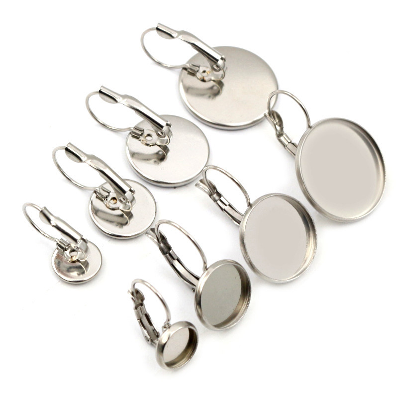 316 από ανοξείδωτο ατσάλι επιχρυσωμένο 6-25mm Σκουλαρίκι γαλλικού μοχλού Cabochon Ρύθμιση Κενή βάση Δίσκος Cameo DIY Ear Jewelry Findings