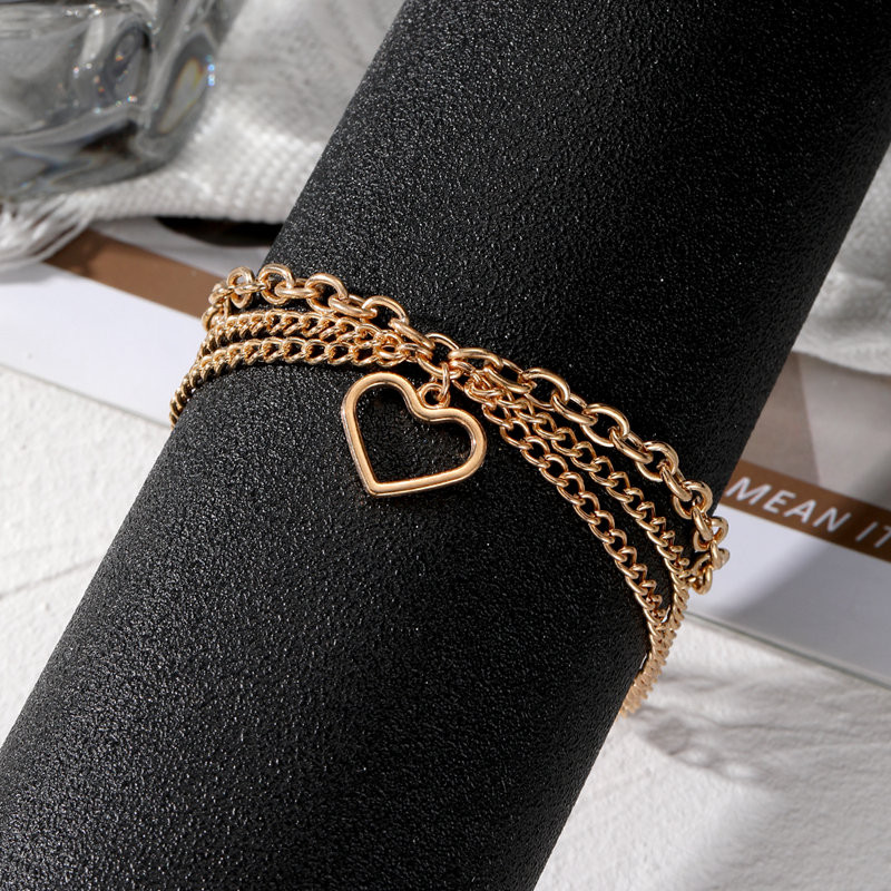 Boemia Heart Femeie glezne Desculț Sandale croșetate Bijuterii picior Picior noi glezne pe picior auriu Brățări de gleznă pentru femei