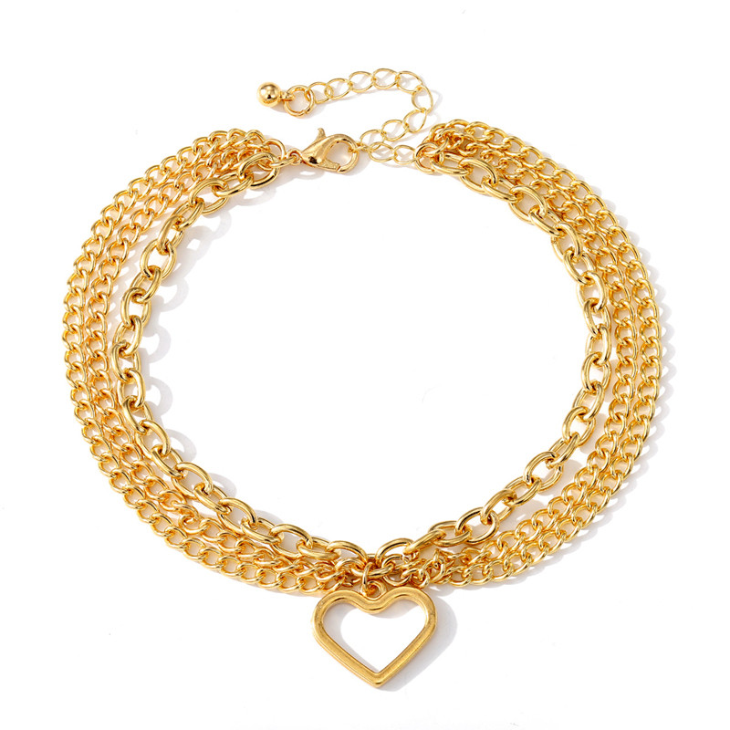 Boemia Heart Femeie glezne Desculț Sandale croșetate Bijuterii picior Picior noi glezne pe picior auriu Brățări de gleznă pentru femei