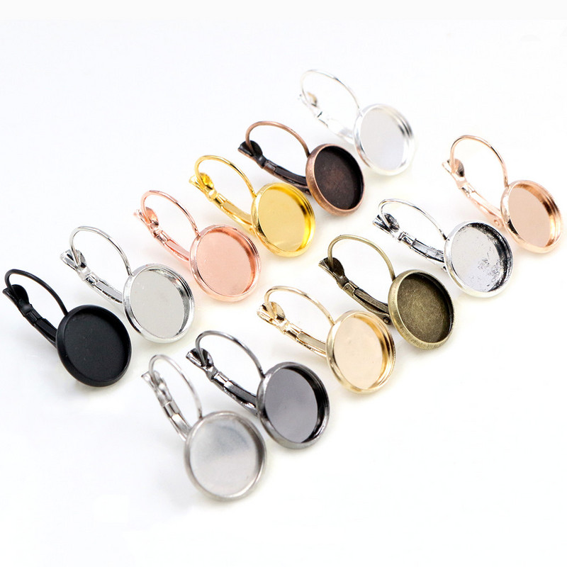 8-20mm 10kom klasičnih boja presvučenih francuskim leđnim naušnicama Baza, pristaje 8-20mm stakleni kabošoni Prazne naušnice za nakit