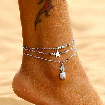 Pahkluu keti kaart Infinite Heart ripats jalavõrud naistele Summer Beach Barefoot sandaalid Käevõru pahkluu jalas Naiste jalavõrud