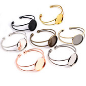 Υψηλής ποιότητας 20 χιλιοστά 25 χιλιοστά 8 χρώματα Μπρονζέ χρυσό Ασημί επιμεταλλωμένο βραχιόλι βάσης βραχιόλι Κενό ευρήματα Ρύθμιση στεφάνης δίσκου Cabochon Cameo