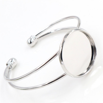 Υψηλής ποιότητας 20 χιλιοστά 25 χιλιοστά 8 χρώματα Μπρονζέ χρυσό Ασημί επιμεταλλωμένο βραχιόλι βάσης βραχιόλι Κενό ευρήματα Ρύθμιση στεφάνης δίσκου Cabochon Cameo