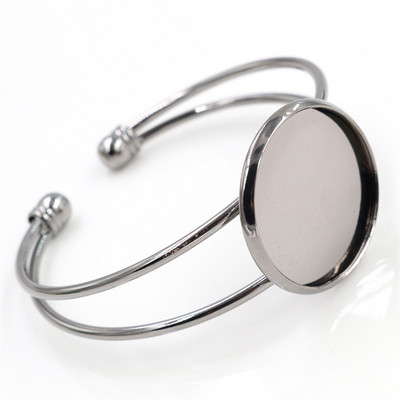 Υψηλής ποιότητας 20 χιλιοστά 25 χιλιοστά 8 χρώματα Μπρονζέ χρυσό Ασημί επιμεταλλωμένο βραχιόλι βάσης βραχιόλι Κενό ευρήματα Ρύθμιση στεφάνης δίσκου Cabochon Cameo