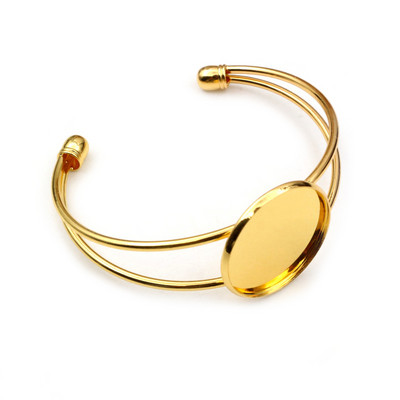 Υψηλής ποιότητας 20 χιλιοστά 25 χιλιοστά 8 χρώματα Μπρονζέ χρυσό Ασημί επιμεταλλωμένο βραχιόλι βάσης βραχιόλι Κενό ευρήματα Ρύθμιση στεφάνης δίσκου Cabochon Cameo