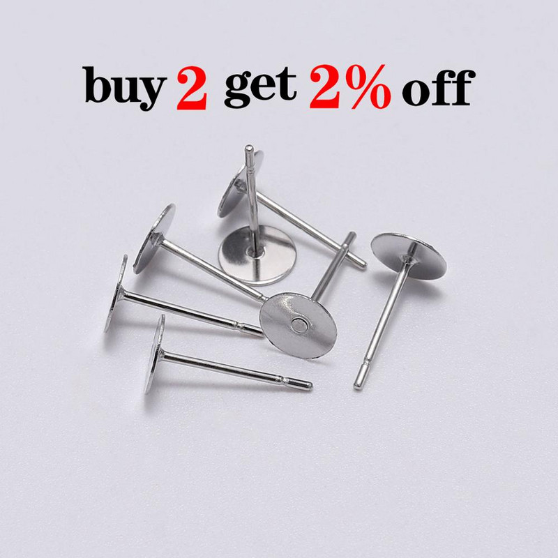 Roostevabast terasest tühi kõrvarõnga nööpnõela alus Sobiv 3 4 5 6 8 mm Cabochon Cameo Seaded DIY Ehete valmistamine Aksessuaarid Tarvikud