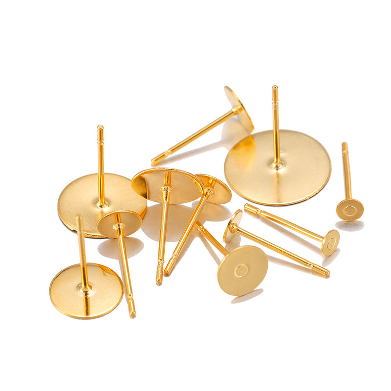 Roostevabast terasest tühi kõrvarõnga nööpnõela alus Sobiv 3 4 5 6 8 mm Cabochon Cameo Seaded DIY Ehete valmistamine Aksessuaarid Tarvikud