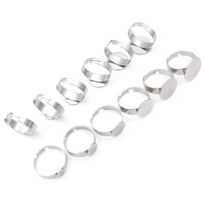 10 τμχ 6/8/10/12/14/15 χιλιοστά 304 από ανοξείδωτο ατσάλι επιχρυσωμένο ρυθμιζόμενο ρυθμιζόμενο δαχτυλίδι Ρυθμίσεις Κενή βάση, Εφαρμογή 8-15 χιλιοστών γυάλινα καμποκόν DIY