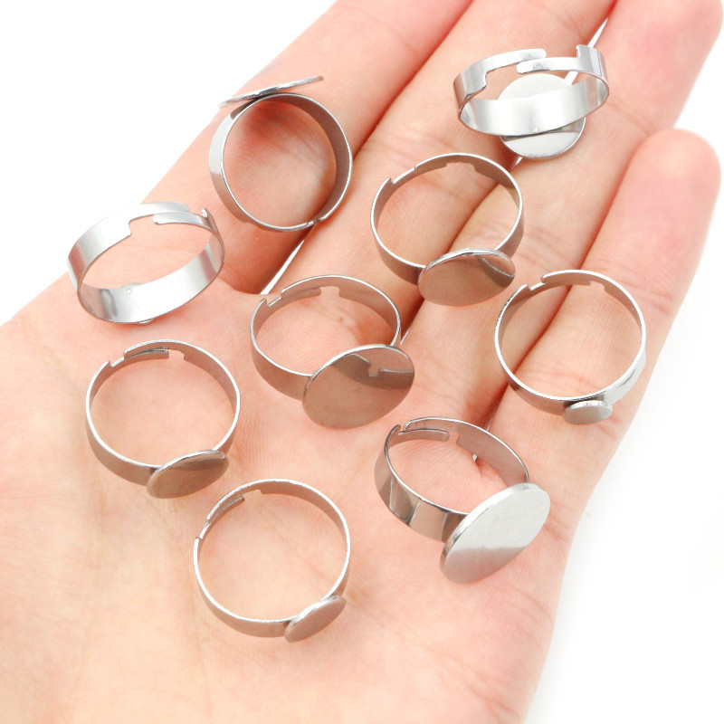 10 τμχ 6/8/10/12/14/15 χιλιοστά 304 από ανοξείδωτο ατσάλι επιχρυσωμένο ρυθμιζόμενο ρυθμιζόμενο δαχτυλίδι Ρυθμίσεις Κενή βάση, Εφαρμογή 8-15 χιλιοστών γυάλινα καμποκόν DIY