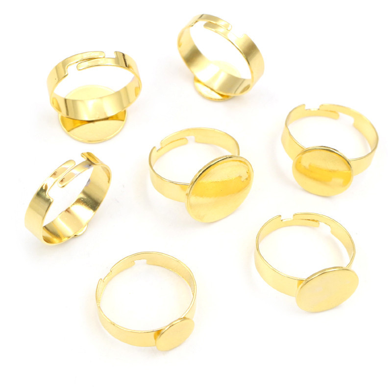 10 τμχ 6/8/10/12/14/15 χιλιοστά 304 από ανοξείδωτο ατσάλι επιχρυσωμένο ρυθμιζόμενο ρυθμιζόμενο δαχτυλίδι Ρυθμίσεις Κενή βάση, Εφαρμογή 8-15 χιλιοστών γυάλινα καμποκόν DIY