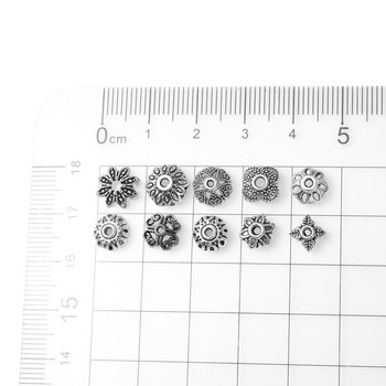 50 бр./Партида Капачки от мъниста с форма на цвете от сплав Разхлабени дистанционни мъниста за изработка на бижута Направи си сам огърлица, гривни, аксесоари, консумативи