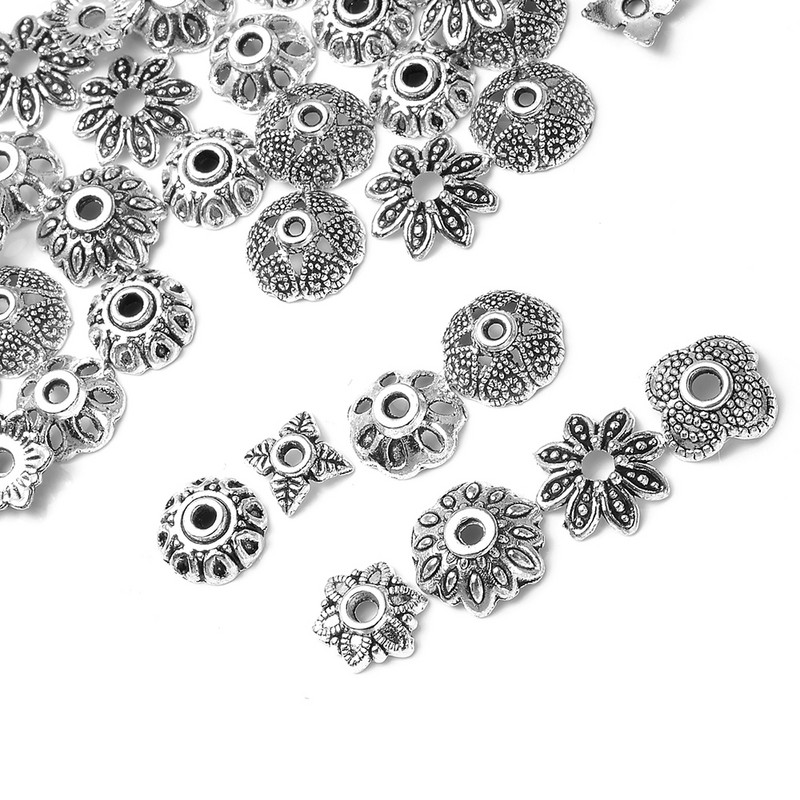 50 τμχ/Παρτίδα Σχήμα λουλουδιών Torus Beads Καπέλα Loose Spacer Beads for Jewelry Making DIY κολιέ Βραχιόλια Αξεσουάρ Προμήθειες