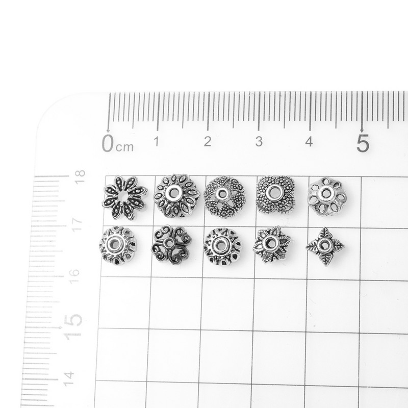 50 τμχ/Παρτίδα Σχήμα λουλουδιών Torus Beads Καπέλα Loose Spacer Beads for Jewelry Making DIY κολιέ Βραχιόλια Αξεσουάρ Προμήθειες