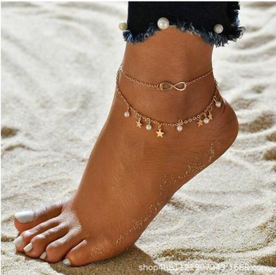 Νέο κοχύλι Starfish Anklets for The Leg Handmade Bohemian Foot Chain Κοσμήματα καλοκαιρινά αξεσουάρ για παραλία